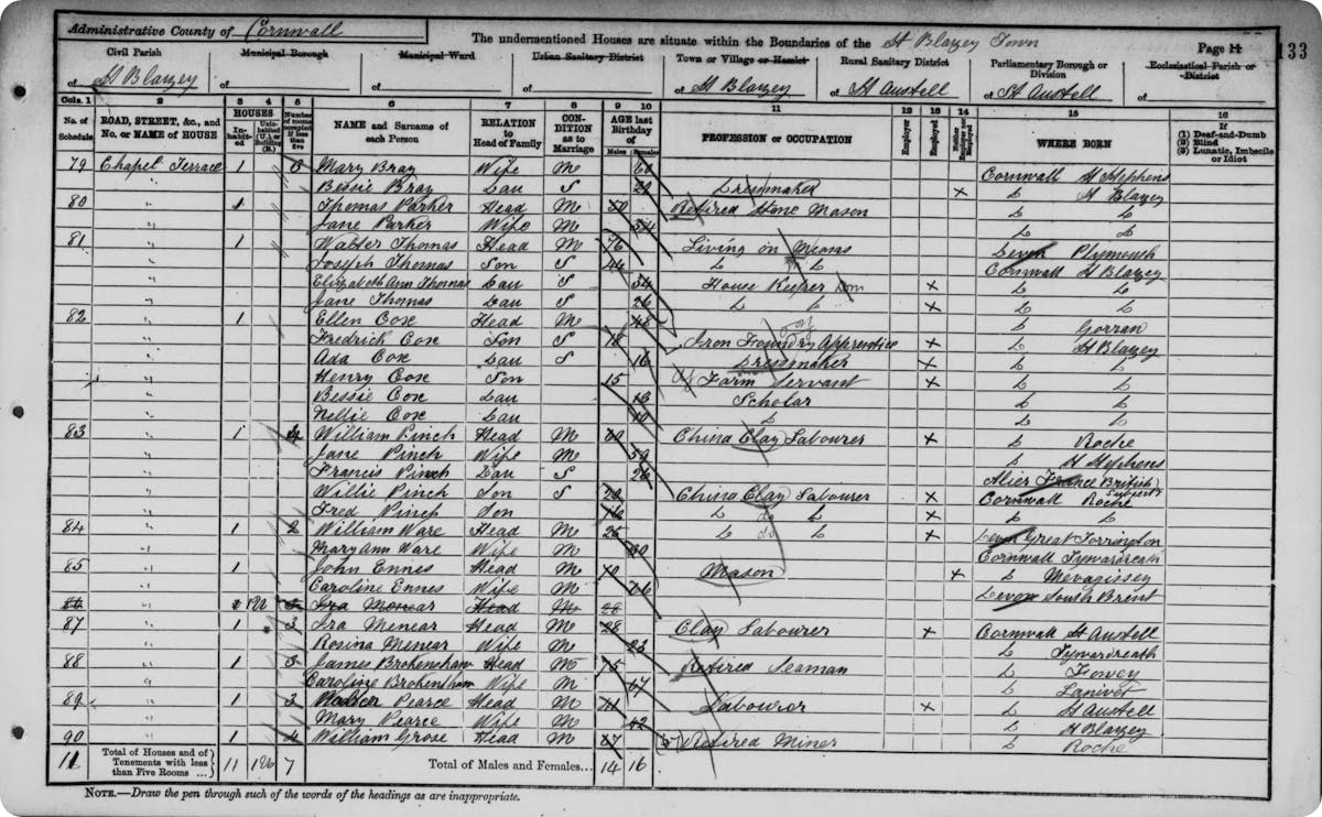 1901 census page