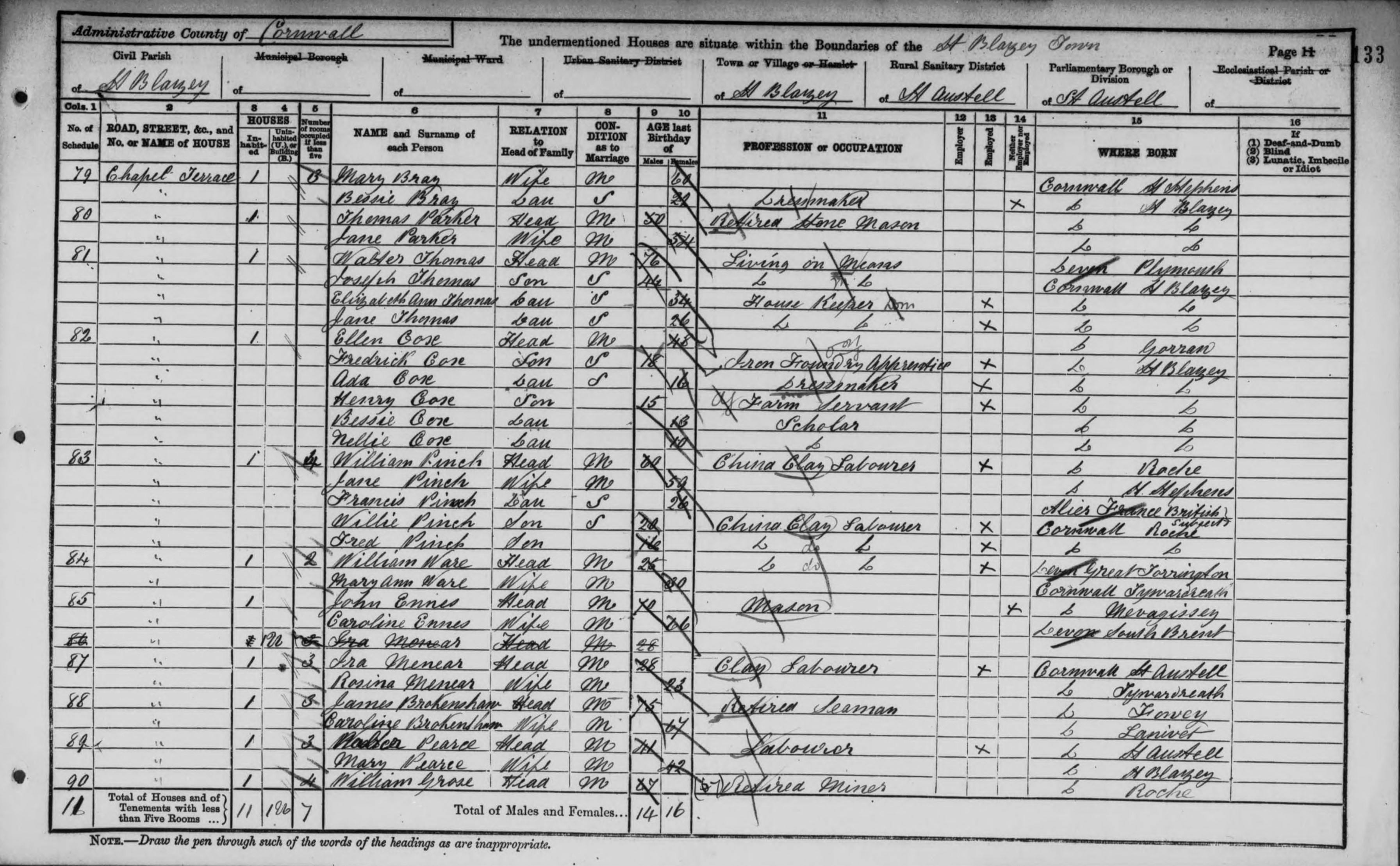 1901 census page