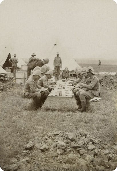 Photograph of the Queen's Royal West Surrey Regiment in 1900, taken by Lieutenant L D Wedd DSO.
