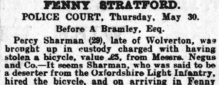 Percy stealing a bike in 1907
