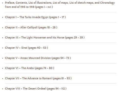 List of the first eight chapters in Volume VII of The Official History of Australia in the Great War of 1914-1918