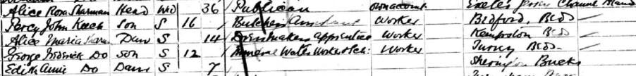 The 1901 Census for the Sharman family. 