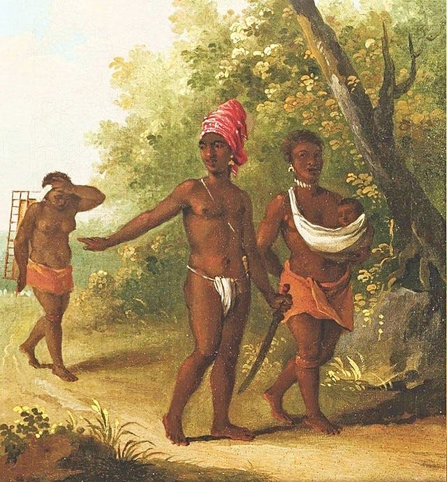 'Black Caribs Family - St Vincent', painted by Augustino Brunias, between 1773 and 1776.
