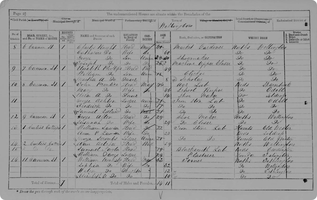 1871 census page