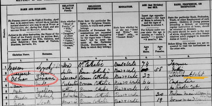Osman Tisani - first Black Irish speaker - 1911 census