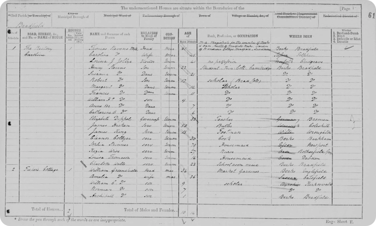 The Stevens family in the 1871 Census. 
