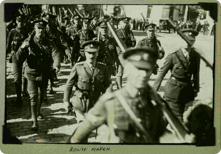 Soldiers marching at the Battle of the Somme.