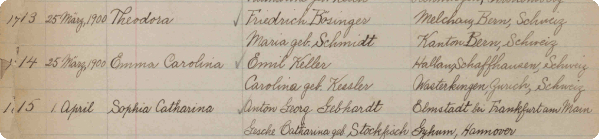 Baptism record from 1900