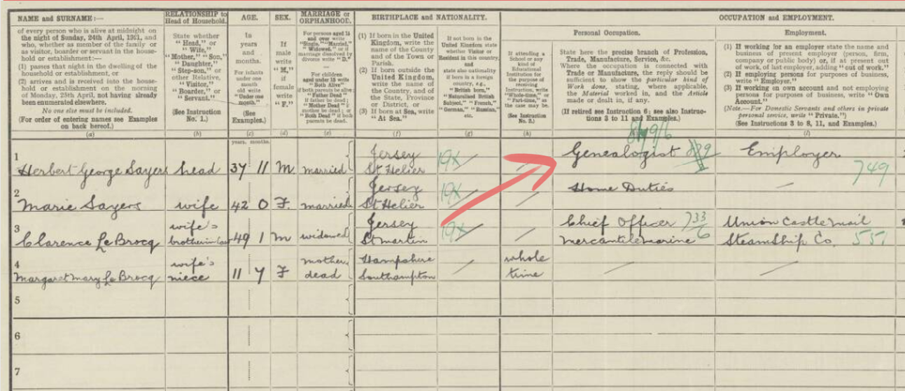 Herbert's 1921 Census record