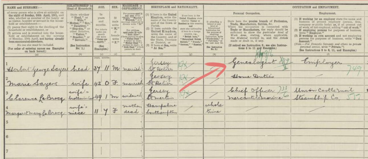 Herbert's 1921 Census record
