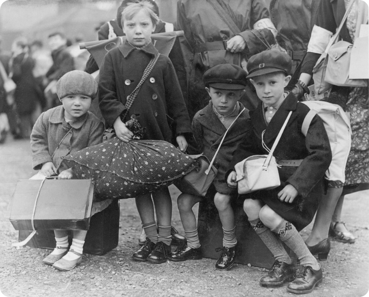 The evacuation of children, pictured in 1939, from the Findmypast Photo Collection.