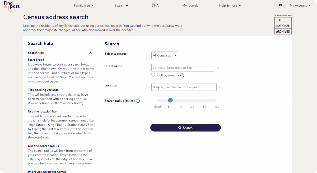 Search census by address