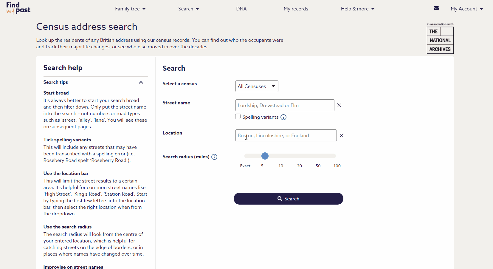 Census address search