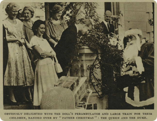 Queen Elizabeth meeting Father Christmas. Illustrated London News, 9 January 1954. 