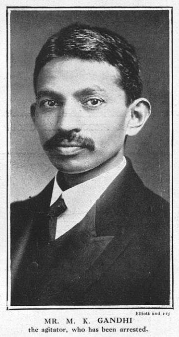M. K. Gandhi, pictured in The Graphic, 18 March 1922.