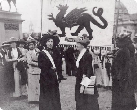 A women's suffrage march in Cardiff's Cathays park, 1913. 
