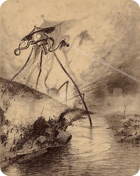 The War of the Worlds, 1906, by Henrique Alvim Corrêa, based on H.G. Wells’ science-fiction novel of the same name.