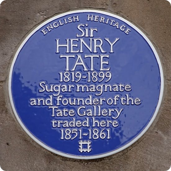 A plaque commemorating Henry Tate