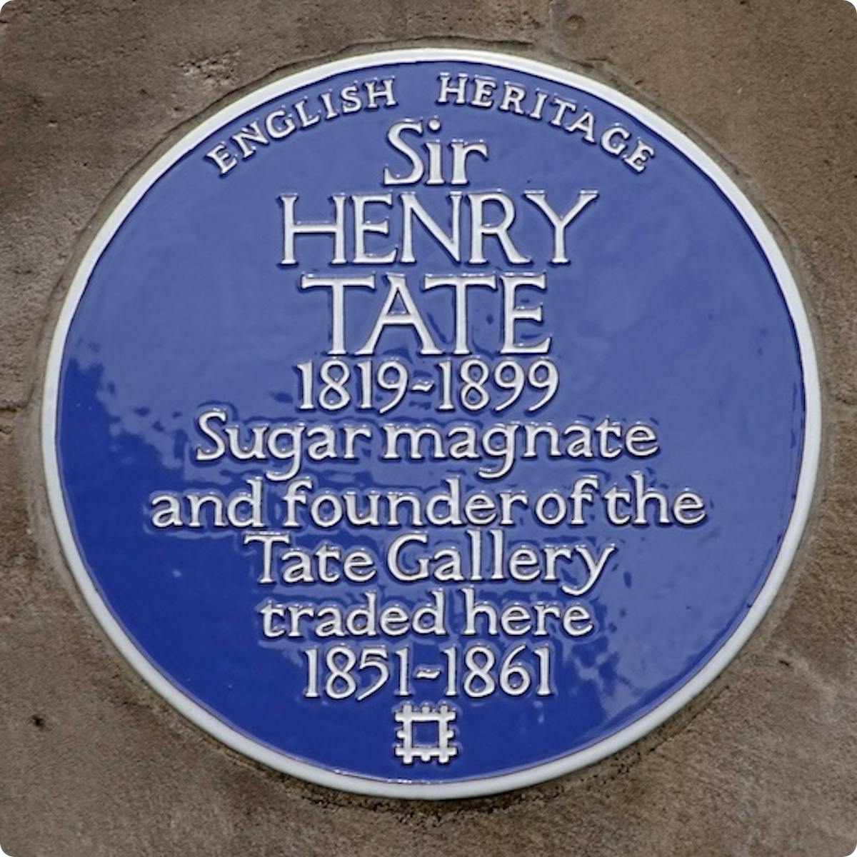 A plaque commemorating Henry Tate