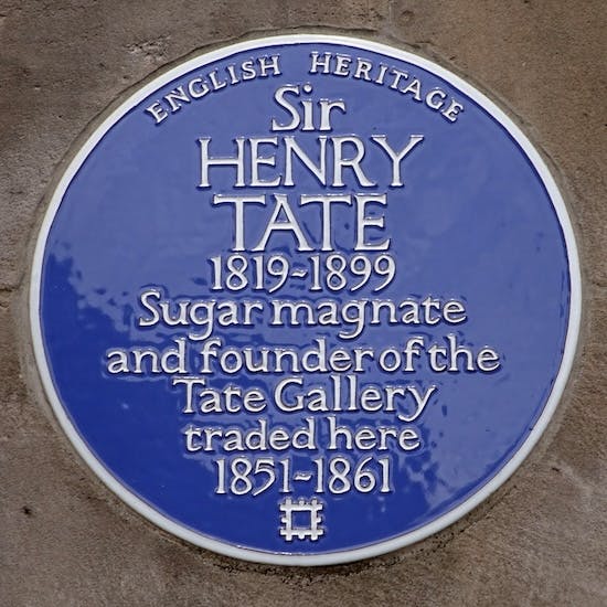 A plaque commemorating Henry Tate