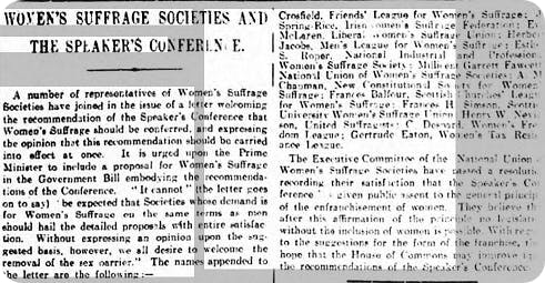Suffragettes reported in newspapers