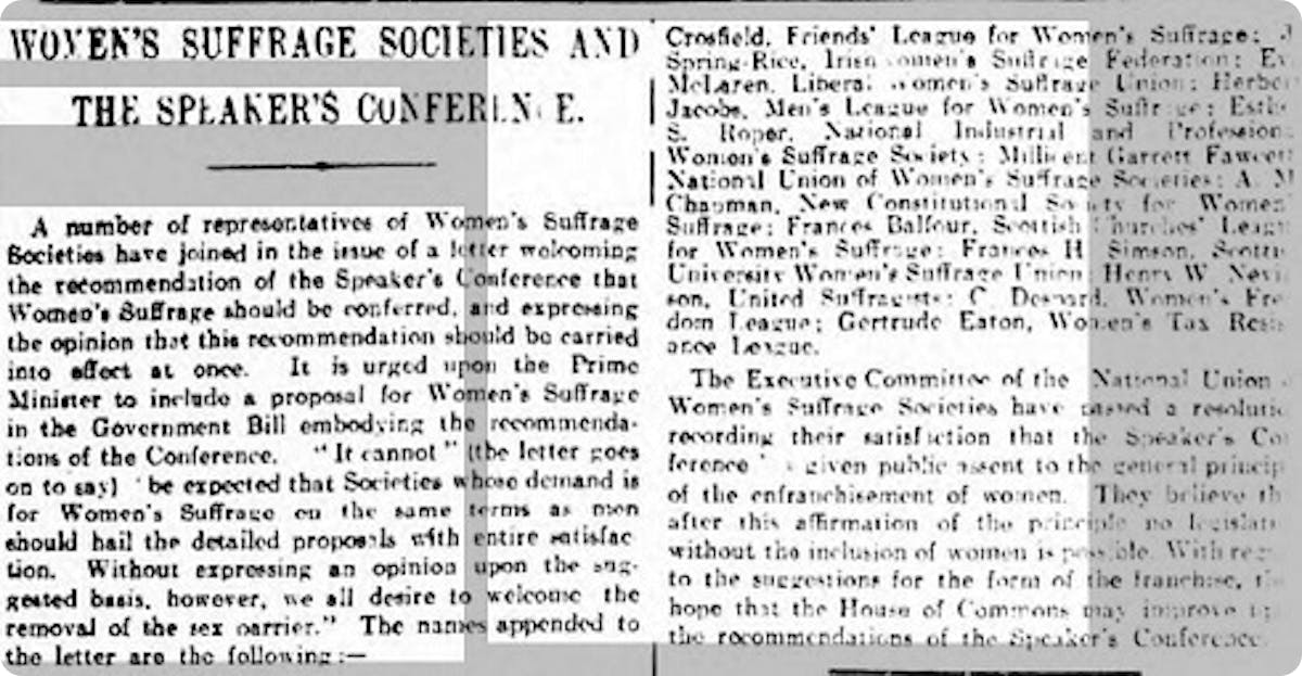 Suffragettes reported in newspapers