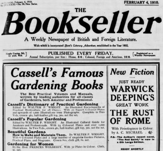 The Bookseller, 4 February 1910.