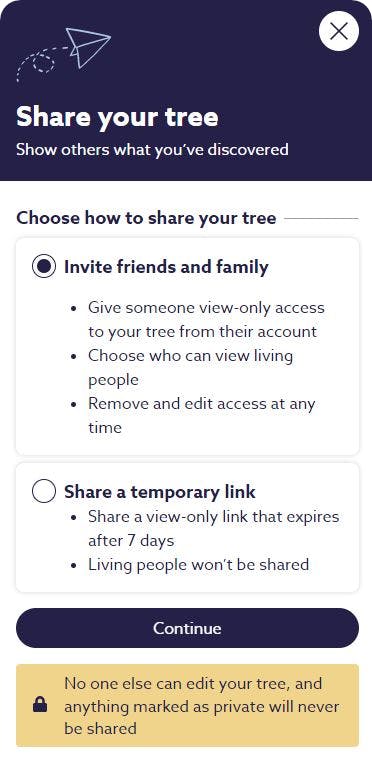 Share family tree on Findmypast