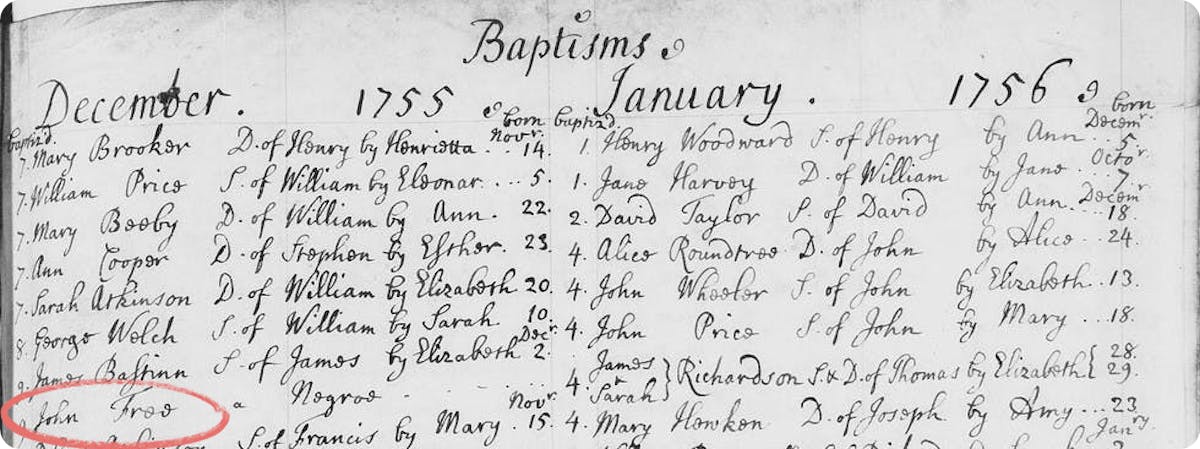Africans listed in UK baptism records
