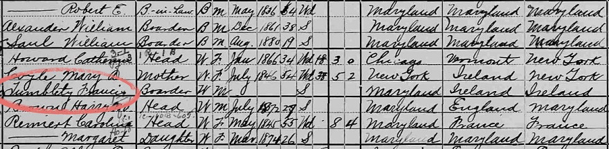 Francis Tumblety in US 1900 Census