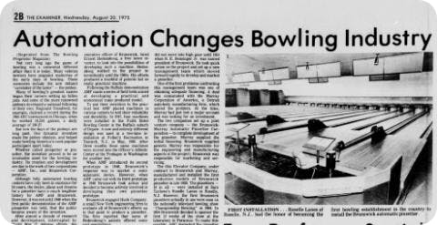 Article about the invention of modern bowling technology from Gettysburg Star and Sentinel December 27, 1924