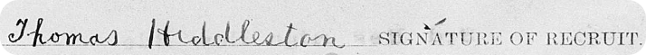 Thomas Hiddleston’s signature on his military record.