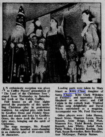 A local Christmas play featuring the character of Kitty Claus. Hertford Mercury and Reformer, 8 December 1950.