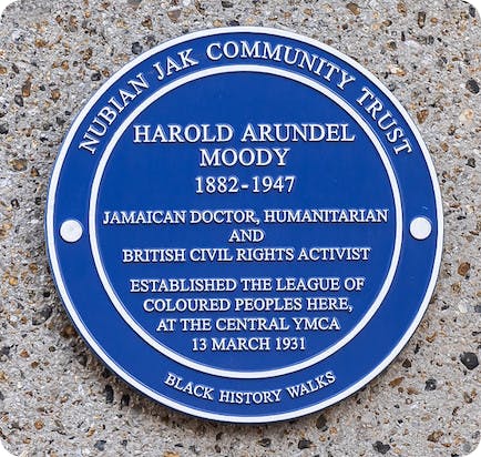 Harold Moody's commemorative plaque.