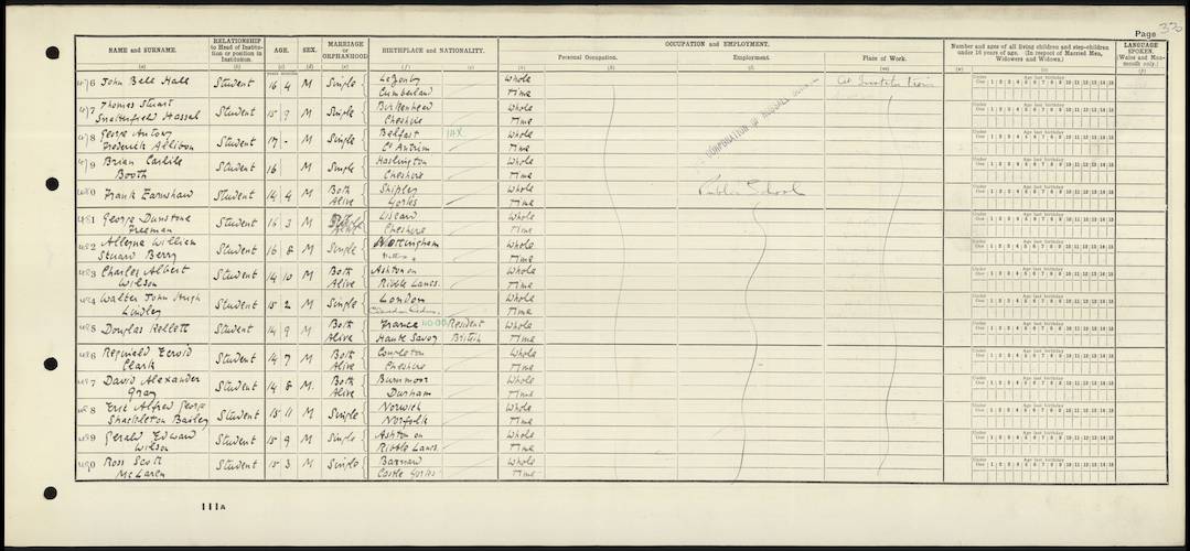 Alleyne Berry in the 1921 Census. 