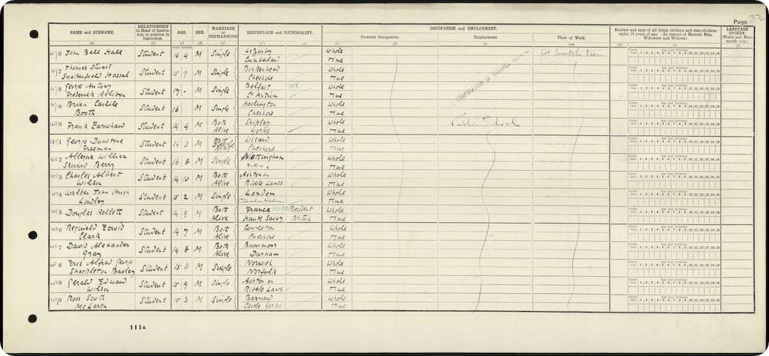 Alleyne Berry in the 1921 Census.