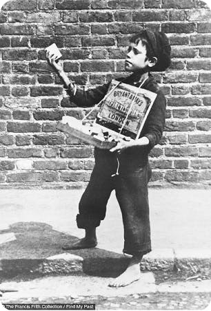 Young match seller, London, 1884