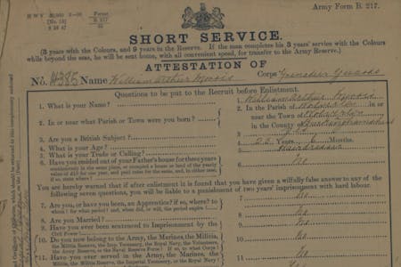 William’s attestation record from 1909.
