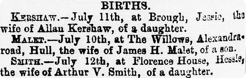 A snippet from our birth notices. View this record here.