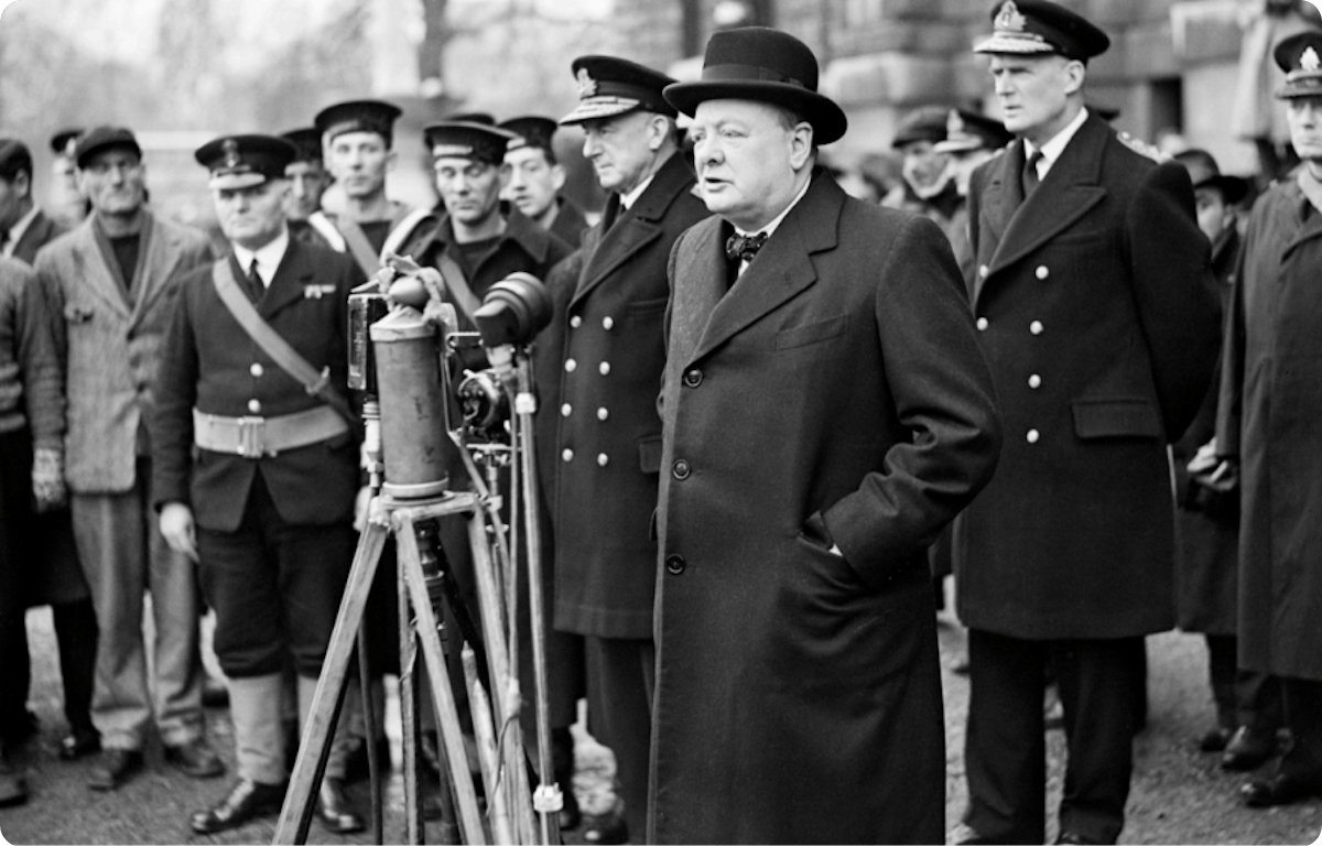 Winston Churchill inspecting sailors from HMS Hardy on Horse Guards Parade, 19 April 1940. 