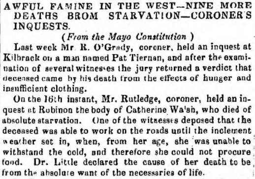 An article from the Freeman's Journal, 1846.