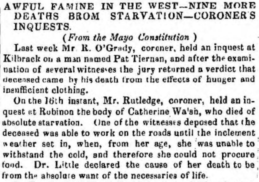 An article from the Freeman's Journal, 1846.