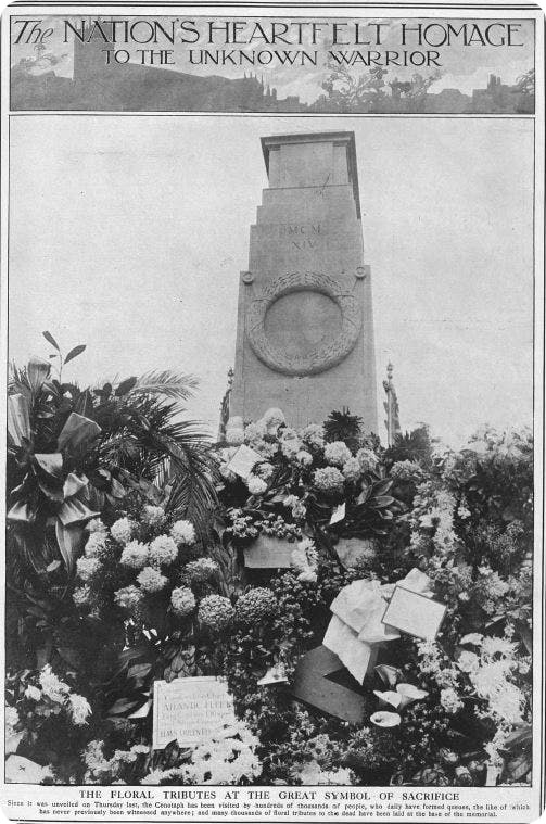 Cenotaph unveiled, 1920