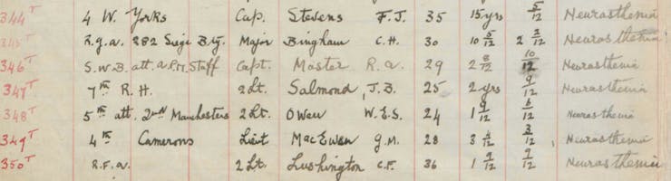 wilfred owen medical record