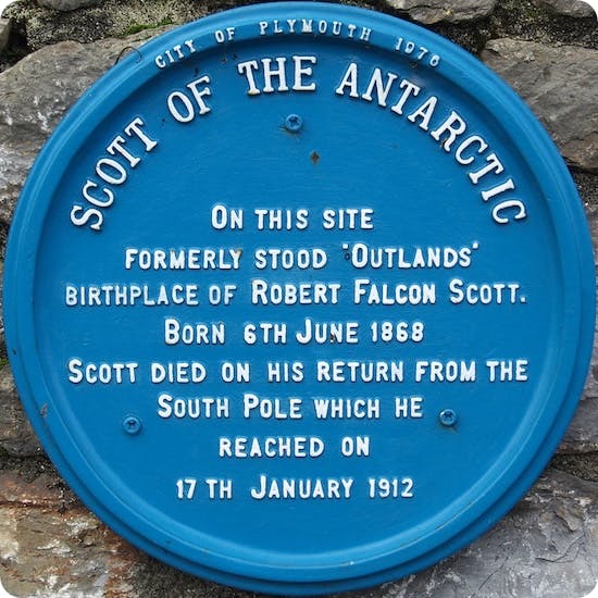 A commemorative plaque for Captain Robert Falcon Scott,