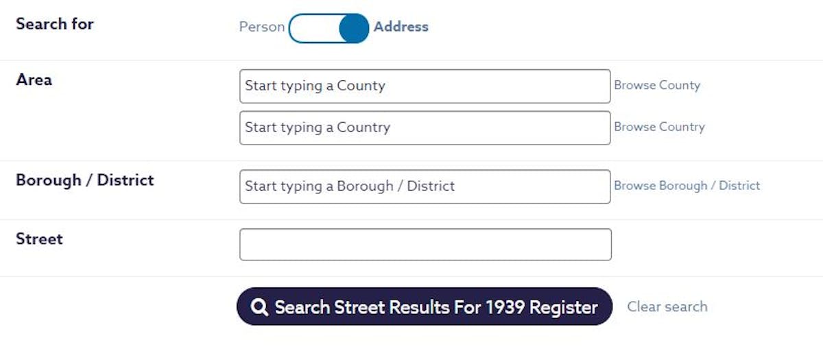 1939 Register - search by address