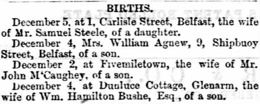 A snippet from our Irish birth notices