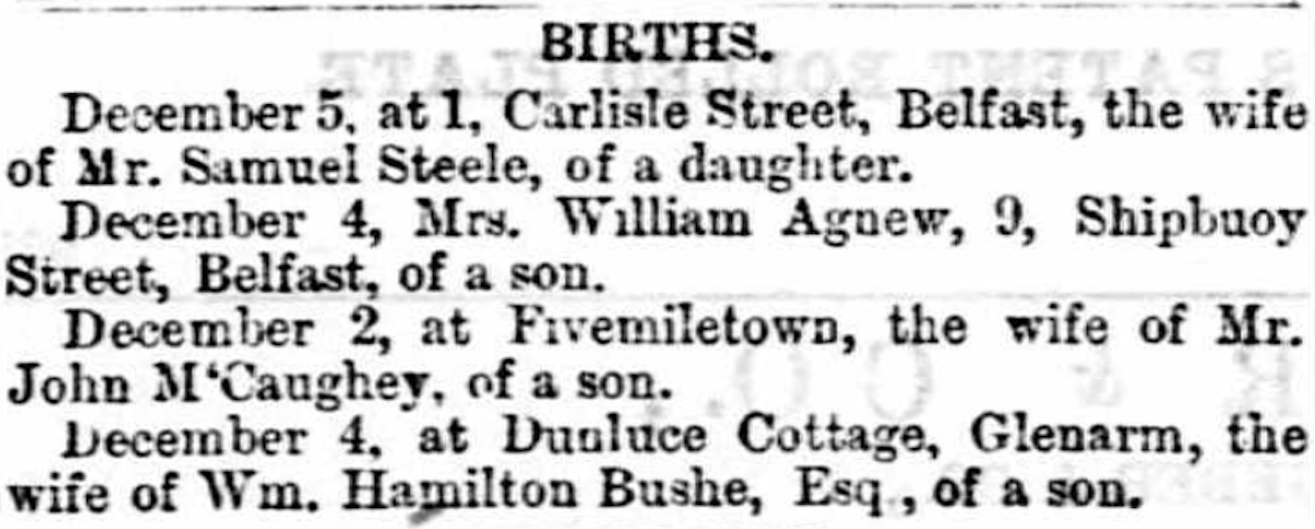 A snippet from our Irish birth notices