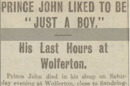 newspaper report on the death of prince john