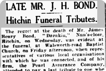 obituary for Jennie Bond's grandfather in the newspapers